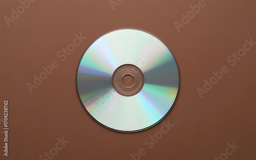 Isolated compact disc cd dvd blank media recordable disc on brown background