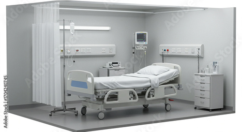 medical equipment in hospital bed patient