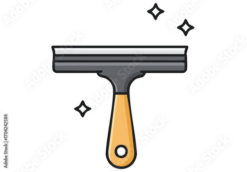 Clean, modern squeegee icon illustration. Clear, bright design with sparkling accents. Perfect for website graphics and digital projects.