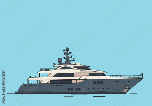 Elegant yacht illustration. Modern, minimalist design showcases a luxury yacht's iconic silhouette against a soft background. Ideal for commercial use.