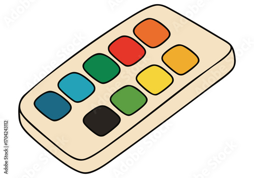 A playful color mixing palette illustration. Bright, vibrant colors showcase a simple, modern design. Ideal for creative projects and digital backgrounds.
