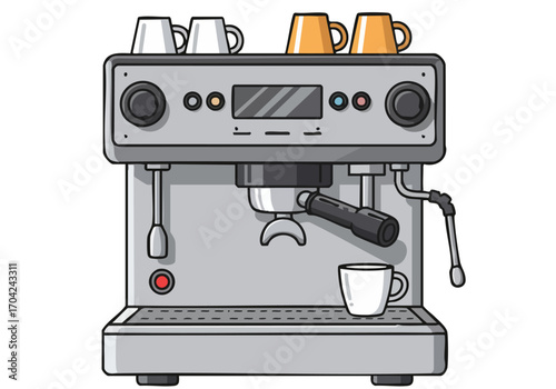 stylish espresso machine illustration Clean lines modern design and a clear composition make this perfect for coffee-related marketing materials  Bright colors and a professional aesthetic