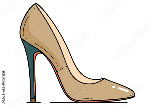 A stylish, illustrated high-heeled pump shoe. Clean lines and a modern aesthetic. Perfect for graphic design and fashion concepts.