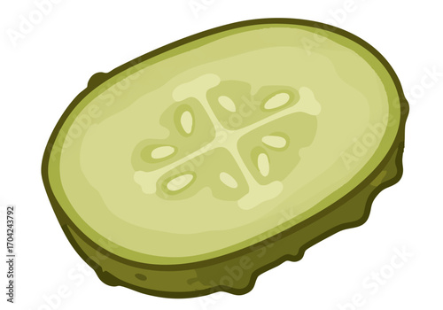A vibrant, stylized pickle zest icon. Clean, modern illustration with a bright green hue and detailed texture. Perfect for food branding or digital design.