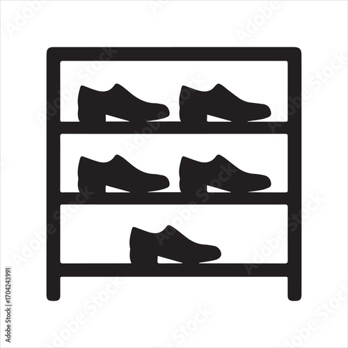 Shoe Rack icon silhouette vector with white background