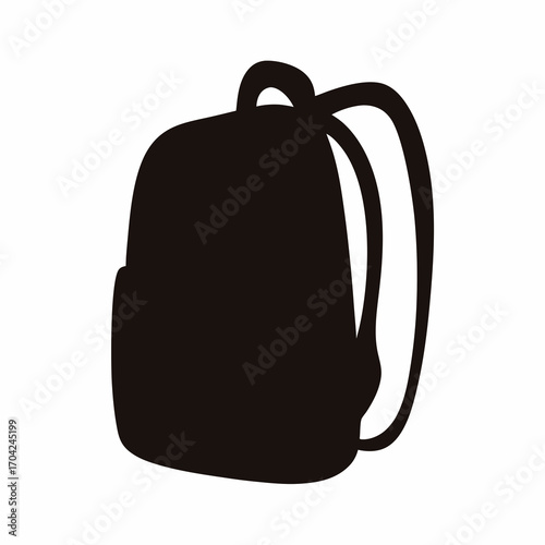 Silhouette of a simple black backpack or rucksack for carrying items
