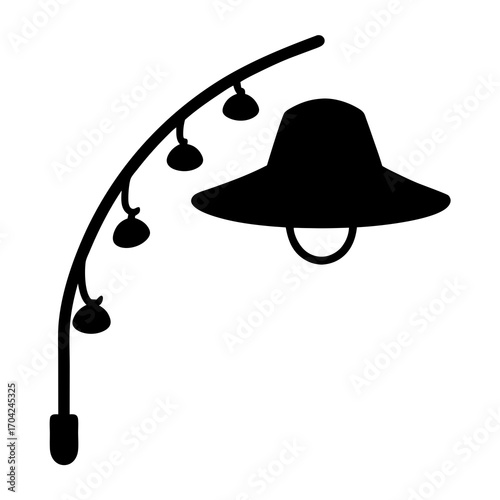 Elegant silhouette of a vintage multilight street lamp lighting fixture