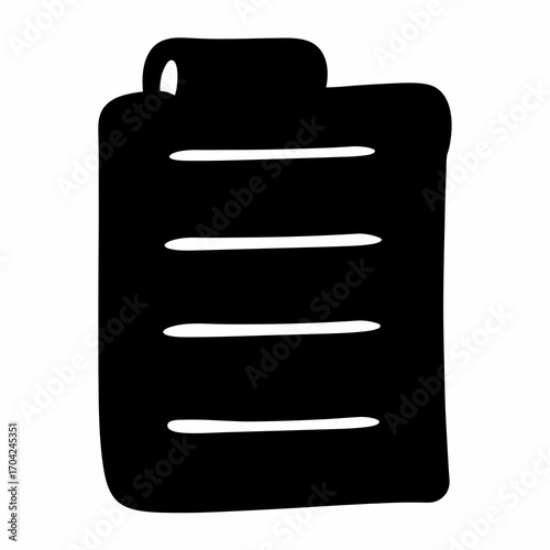 Abstract hand drawn black and white notepad or clipboard vector icon