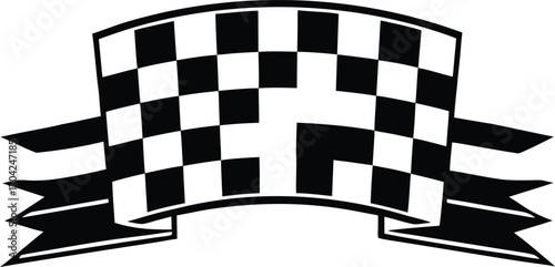 Checkered flag banner for racing and victory celebration vector