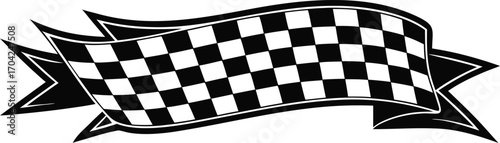 Bold black and white racing banner checkered flag design vector