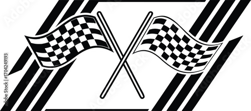 Bold black and white racing flags banner design element vector