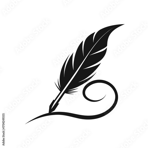 Classic Feather Quill Pen Drawing – Vintage Writing Symbol