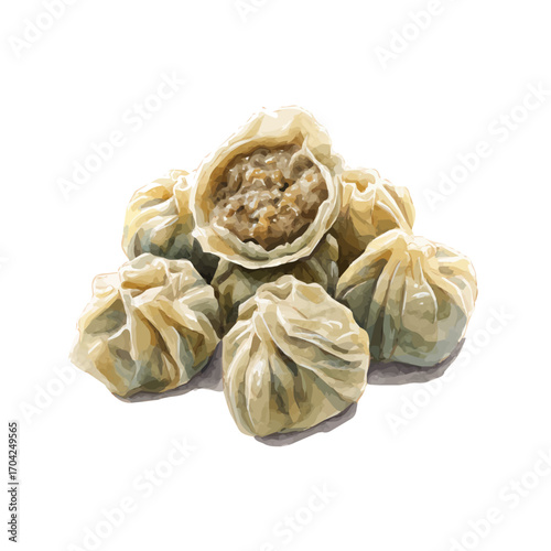 Bakso, watercolor clipart vector, isolated on a white background.