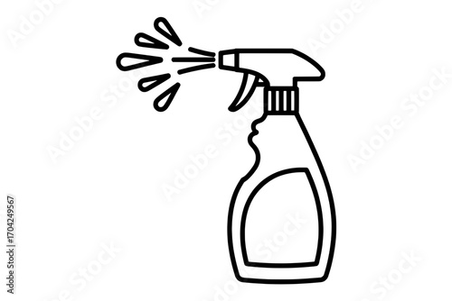 Single Line Art Icon: Spray Bottle Dispensing Liquid