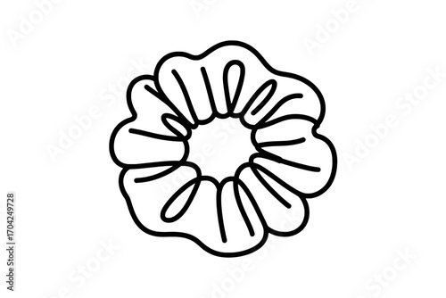 Single Line Art Scrunchie Icon: Black Outline on White Background