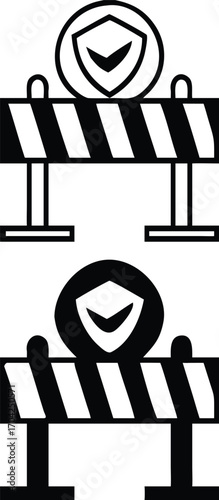 Barrier Icons. Black and White Vector Illustration. Road Safety Fence. Protection Concept

