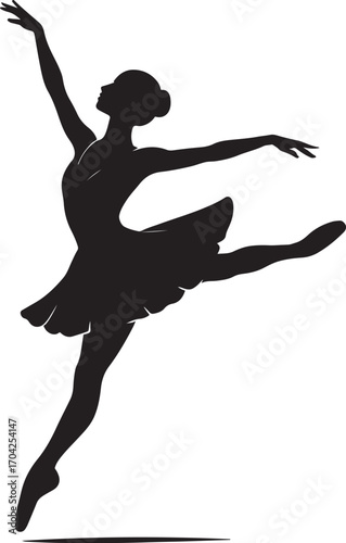 Black silhouette of a ballerina in a graceful pose