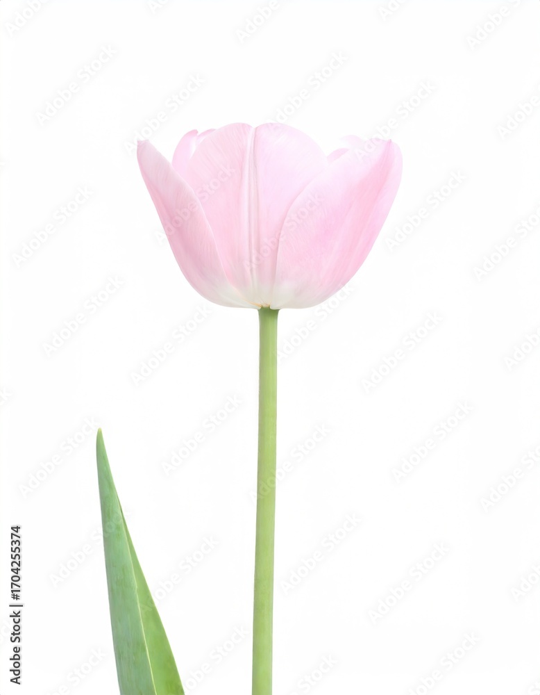Fototapeta premium Single pale pink tulip, studio shot