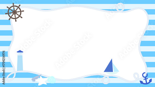 水色ストライプのマリンフレーム16：9