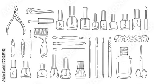 Collection of nail care tools and products for beautiful manicures