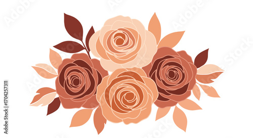 Beautiful arrangement of earth tone roses and autumn leaves perfect for fall decorations and floral artistry