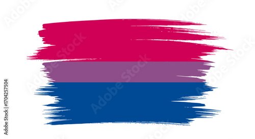 The bisexual pride flag painted with expressive brush strokes symbolizing love inclusivity and diversity