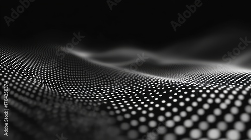 Abstract black white waving dotted surface