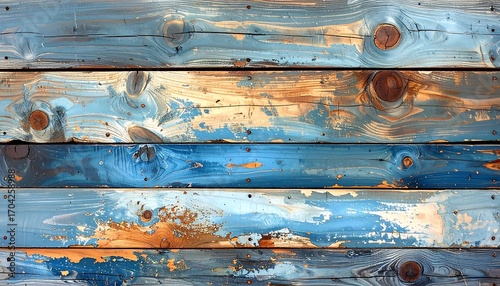 Colorful, weathered wooden planks