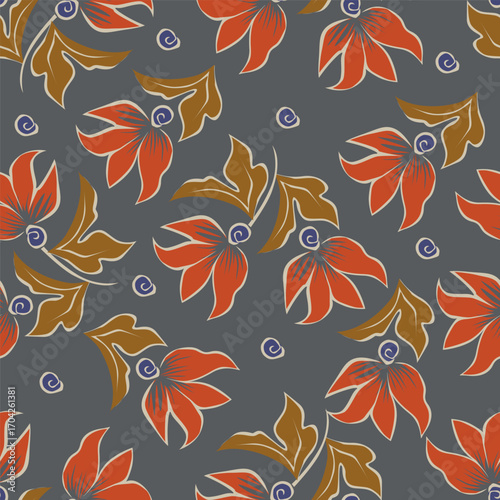 Hand drawn flowers. Seamless background with abstract cute flowers. Vector design ornament for paper; cover; fabric; interior decor; textile; fabric; wallpaper; surface design; label; packaging
