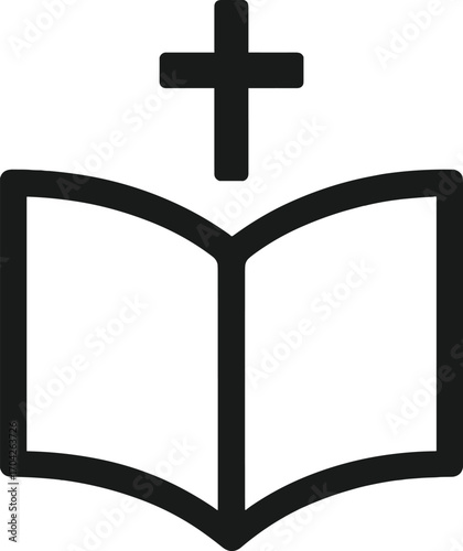 Open Book and Cross Icon