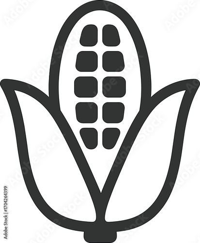 Corn cob icon on white background