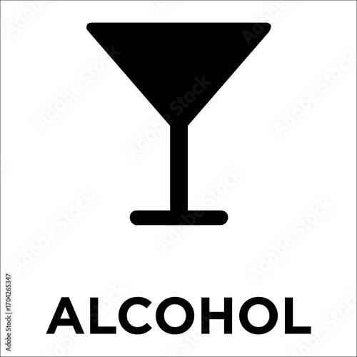 Alcohol sign with martini glass symbol indicating alcoholic.