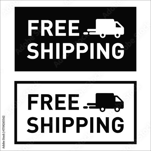 Free shipping promotion with delivery truck icon for online retail services Vector