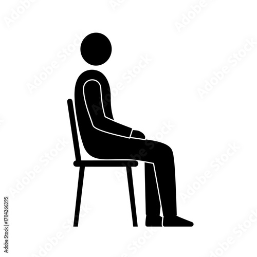 Silhouette of a Person Sitting on a Chair Simple Graphic for Visual Aids
