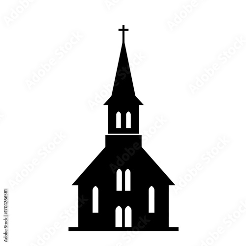 Church Silhouette - Traditional Christian Place of Worship for Religious Events and Community Gatherings