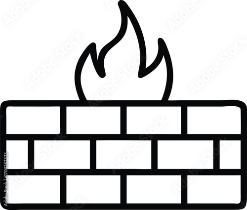 Firewall Icon Design for Cybersecurity, Network Protection, and Safety
