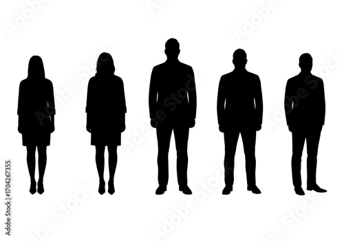 Silhouette Representation Group of individuals standing. Conceptual imagery for diversity and team. Image_fx (59)