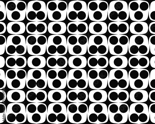 Seamless black and white retro geometric dot pattern vector background