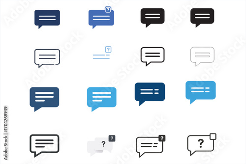 Collection of speech bubble icons for communication and messaging apps