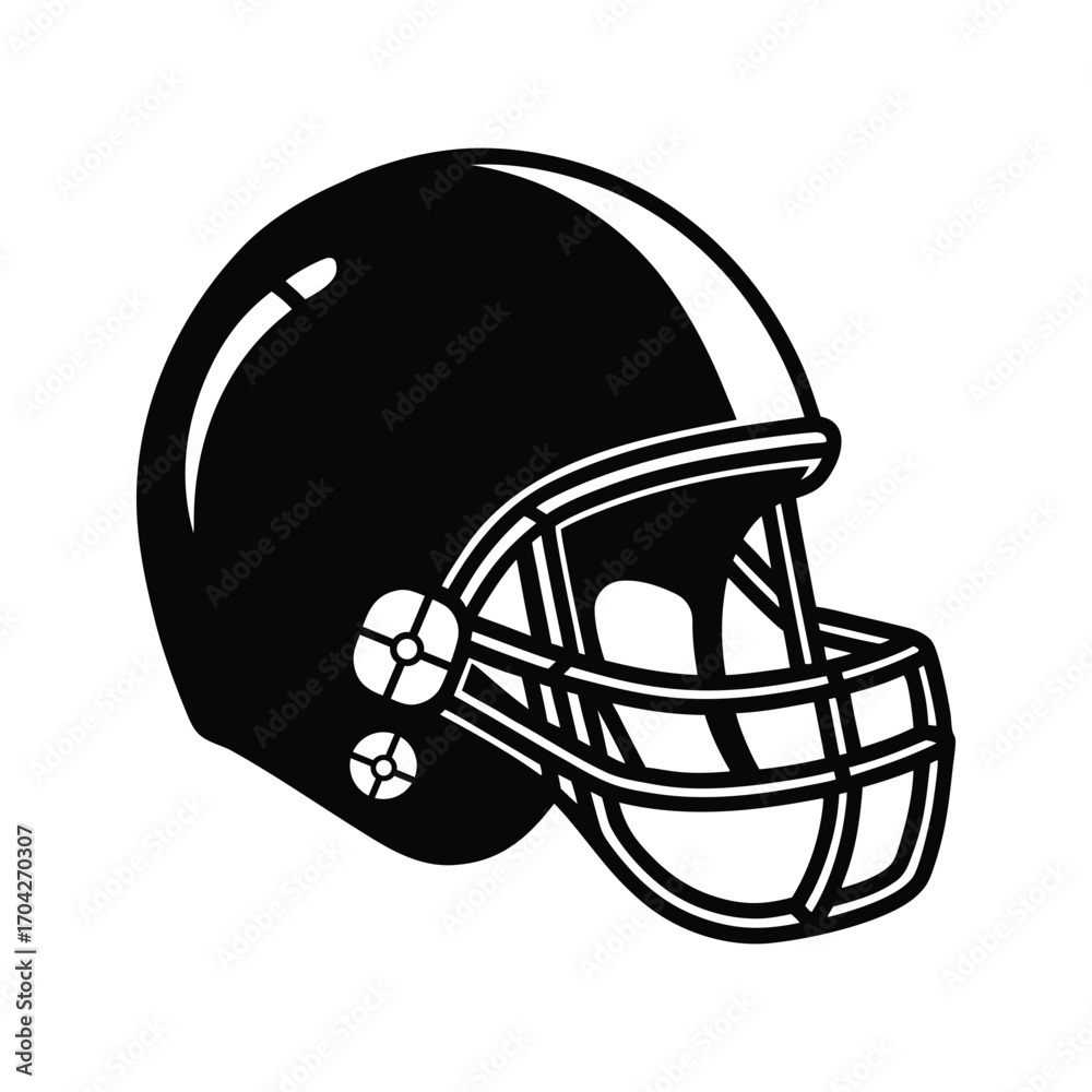 Fototapeta premium Black and white silhouette football helmet