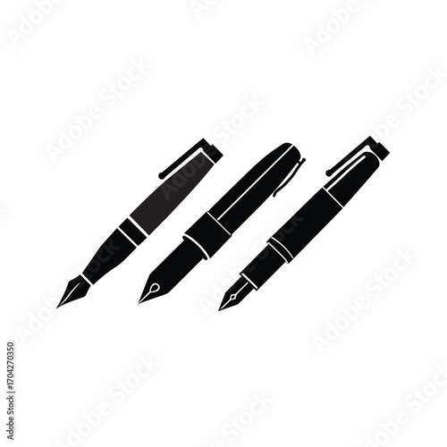 Black and white silhouette design fountain pen
