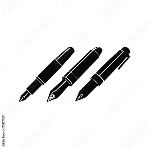 Black and white silhouette design fountain pen