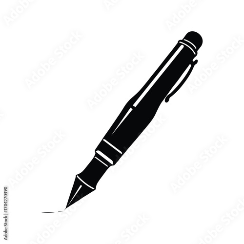 Black and white silhouette design fountain pen
