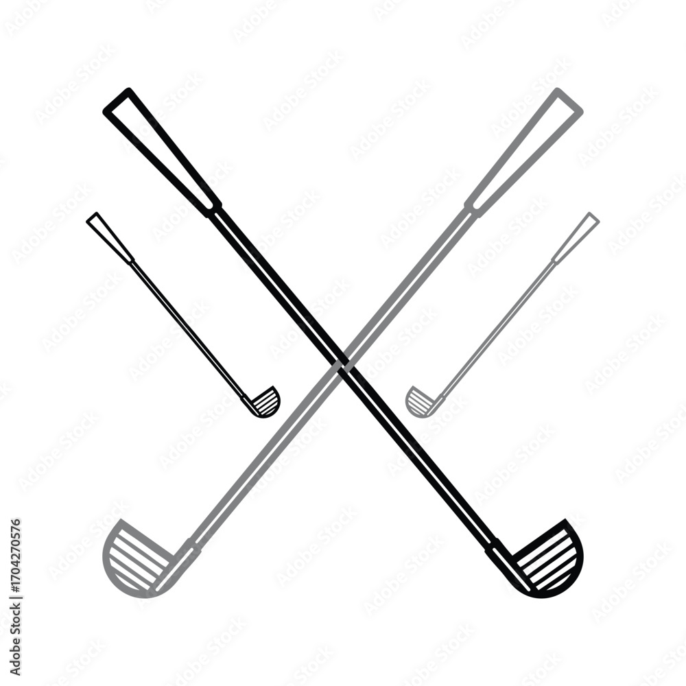 Obraz premium Black and white silhouette two golf clubs