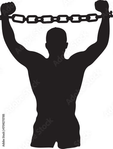 Handcuffed Man Raising Arms Silhouette on Transparent Background
