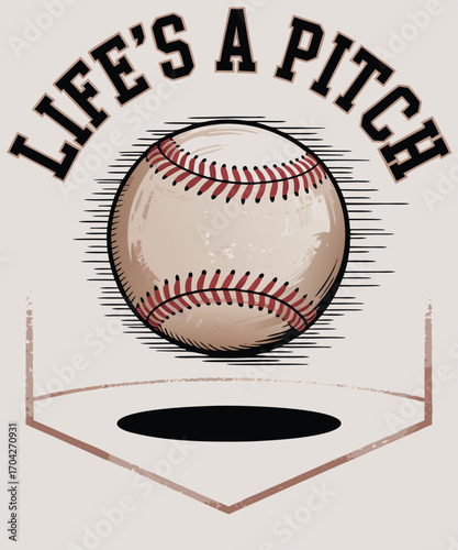 Life’s a Pitch – Baseball Pun Illustration