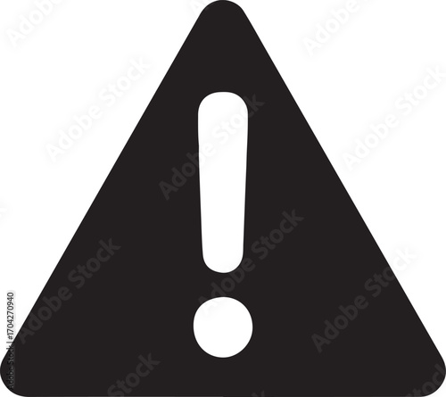 Silhouette warning triangle icon, safety alert symbol, caution sign vector EPS file.