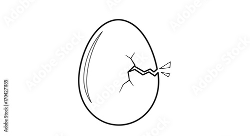 A cracked egg symbolizing the beginning of new life and hatching process.