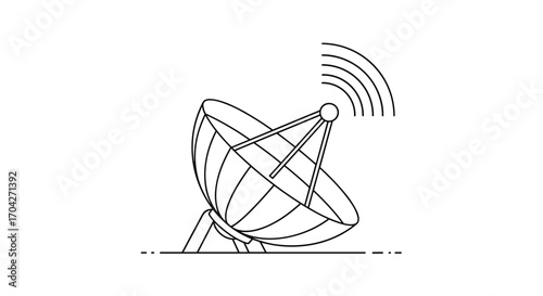 A parabolic dish antenna receiving a radio signal.