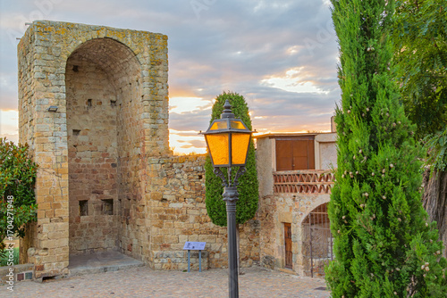 view of the old city of Pals at sunset, Spain